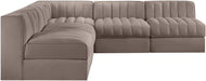 Meridian Furniture - Rummi Taupe Velvet Performance Fabric Upholstered 5pc. Sectional - 660Taupe-Sec5A - GreatFurnitureDeal