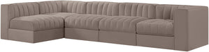 Meridian Furniture - Rummi Taupe Velvet Performance Fabric Upholstered 5pc. Sectional - 660Taupe-Sec5E - GreatFurnitureDeal