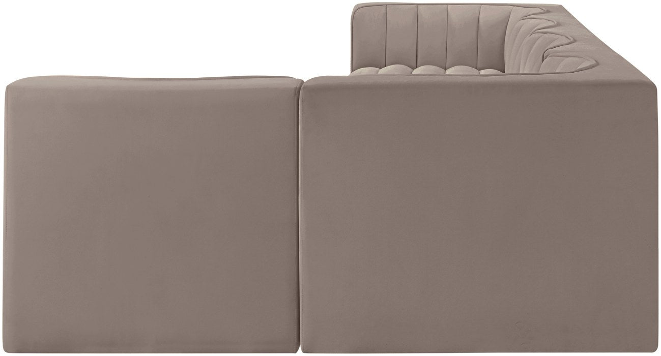 Meridian Furniture - Rummi Taupe Velvet Performance Fabric Upholstered 5pc. Sectional - 660Taupe-Sec5E - GreatFurnitureDeal