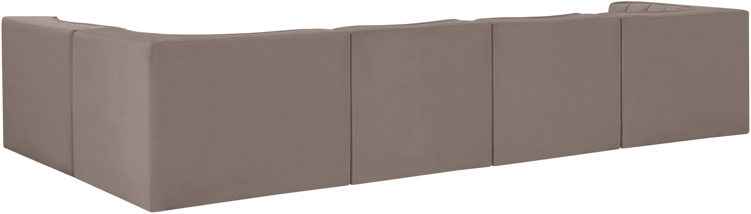 Meridian Furniture - Rummi Taupe Velvet Performance Fabric Upholstered 5pc. Sectional - 660Taupe-Sec5E - GreatFurnitureDeal