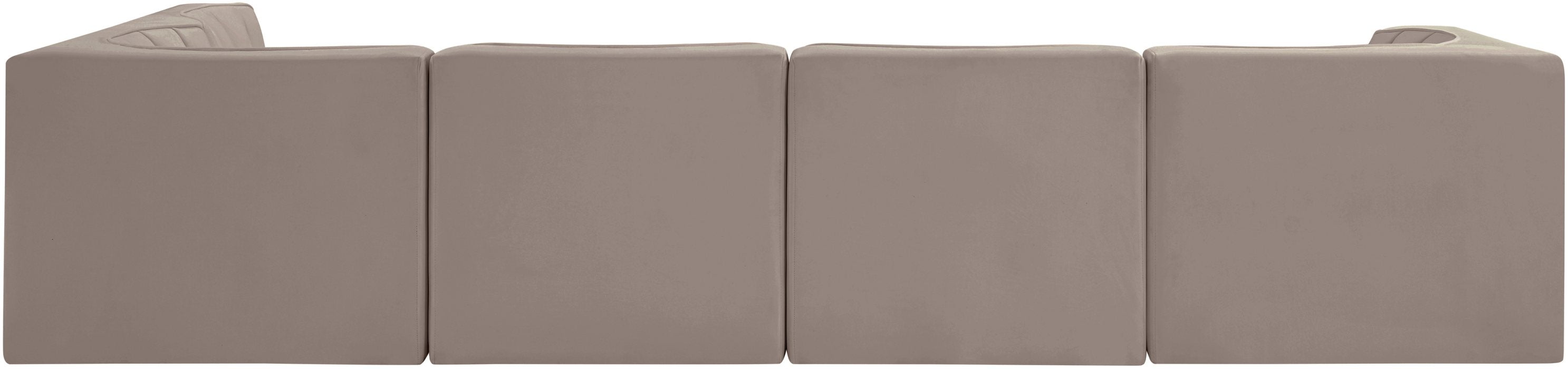 Meridian Furniture - Rummi Taupe Velvet Performance Fabric Upholstered 5pc. Sectional - 660Taupe-Sec5E - GreatFurnitureDeal