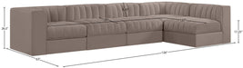 Meridian Furniture - Rummi Taupe Velvet Performance Fabric Upholstered 5pc. Sectional - 660Taupe-Sec5E - GreatFurnitureDeal