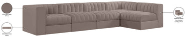 Meridian Furniture - Rummi Taupe Velvet Performance Fabric Upholstered 5pc. Sectional - 660Taupe-Sec5E - GreatFurnitureDeal