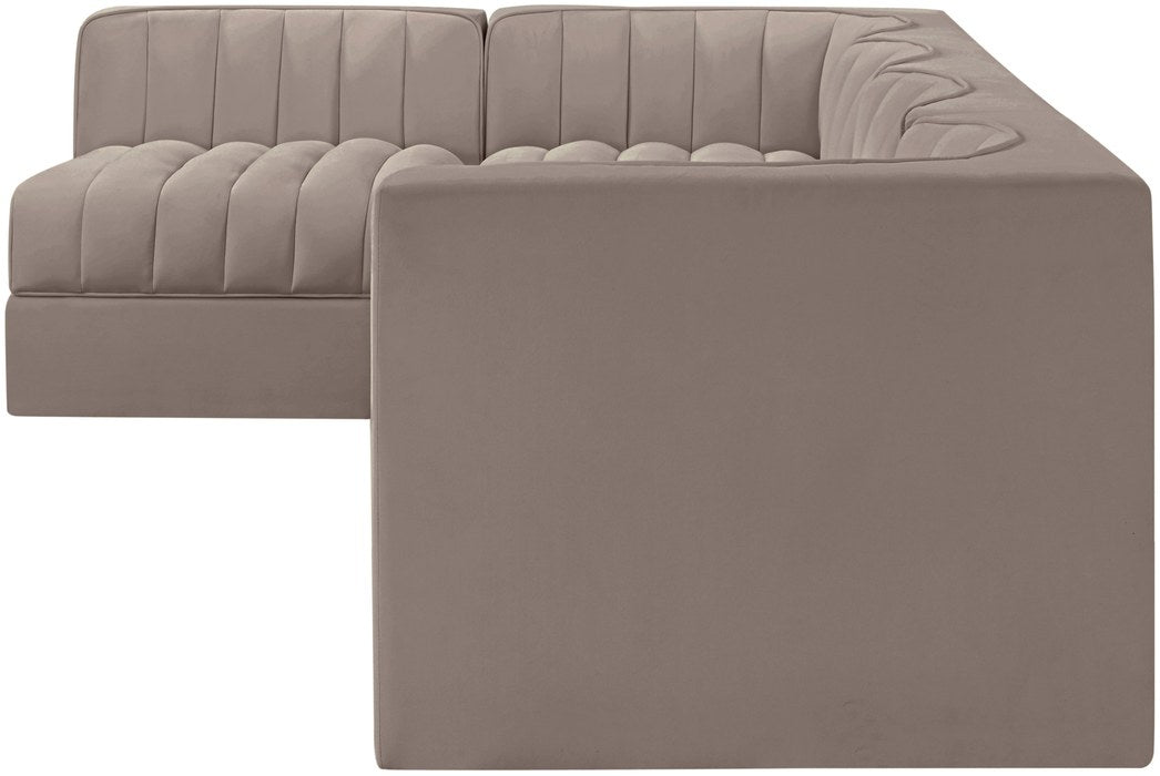 Meridian Furniture - Rummi Taupe Velvet Performance Fabric Upholstered 5pc. Sectional - 660Taupe-Sec5E - GreatFurnitureDeal