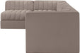 Meridian Furniture - Rummi Taupe Velvet Performance Fabric Upholstered 5pc. Sectional - 660Taupe-Sec5E - GreatFurnitureDeal