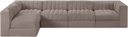 Meridian Furniture - Rummi Taupe Velvet Performance Fabric Upholstered 5pc. Sectional - 660Taupe-Sec5E - GreatFurnitureDeal