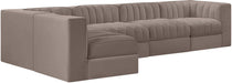 Meridian Furniture - Rummi Taupe Velvet Performance Fabric Upholstered 5pc. Sectional - 660Taupe-Sec5E - GreatFurnitureDeal