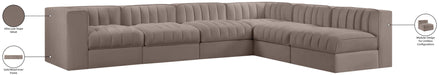 Meridian Furniture - Rummi Taupe Velvet Performance Fabric Upholstered 6pc. Sectional - 660Taupe-Sec6B - GreatFurnitureDeal