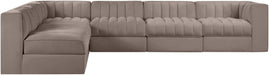 Meridian Furniture - Rummi Taupe Velvet Performance Fabric Upholstered 6pc. Sectional - 660Taupe-Sec6B - GreatFurnitureDeal