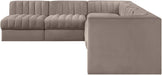 Meridian Furniture - Rummi Taupe Velvet Performance Fabric Upholstered 6pc. Sectional - 660Taupe-Sec6B - GreatFurnitureDeal