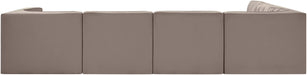 Meridian Furniture - Rummi Taupe Velvet Performance Fabric Upholstered 6pc. Sectional - 660Taupe-Sec6B - GreatFurnitureDeal