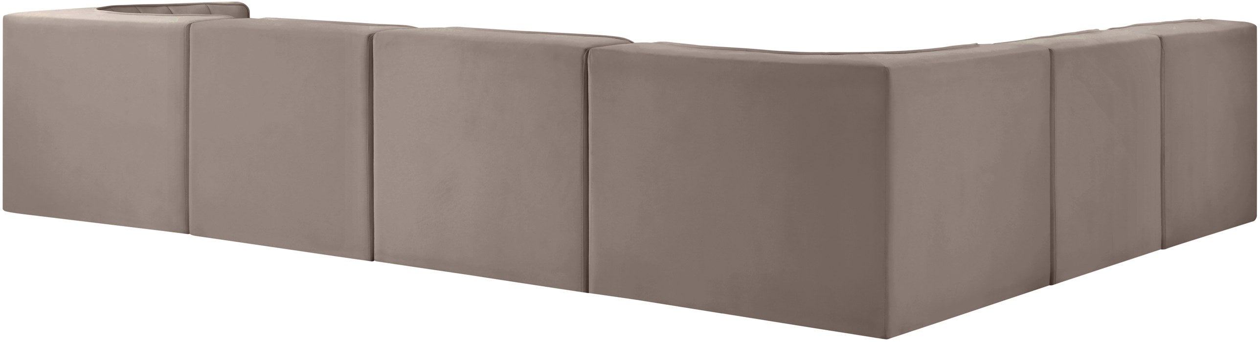 Meridian Furniture - Rummi Taupe Velvet Performance Fabric Upholstered 6pc. Sectional - 660Taupe-Sec6B - GreatFurnitureDeal