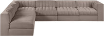 Meridian Furniture - Rummi Taupe Velvet Performance Fabric Upholstered 6pc. Sectional - 660Taupe-Sec6B - GreatFurnitureDeal