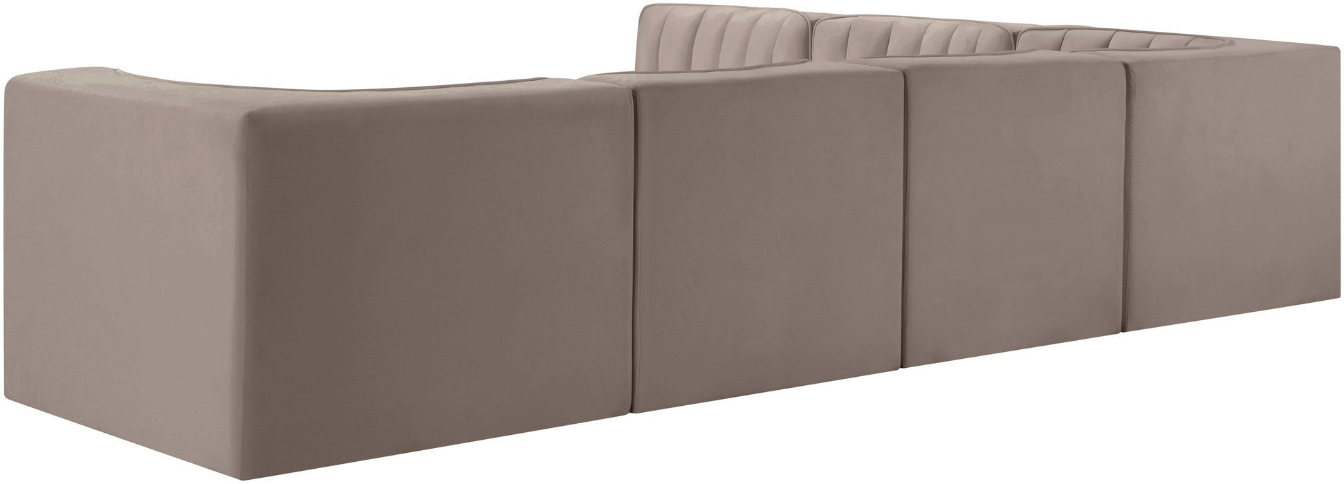 Meridian Furniture - Rummi Taupe Velvet Performance Fabric Upholstered 6pc. Sectional - 660Taupe-Sec6B - GreatFurnitureDeal