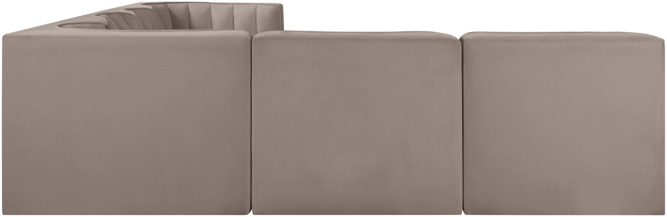 Meridian Furniture - Rummi Taupe Velvet Performance Fabric Upholstered 6pc. Sectional - 660Taupe-Sec6B - GreatFurnitureDeal