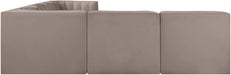 Meridian Furniture - Rummi Taupe Velvet Performance Fabric Upholstered 6pc. Sectional - 660Taupe-Sec6B - GreatFurnitureDeal