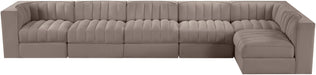Meridian Furniture - Rummi Taupe Velvet Performance Fabric Upholstered 6pc. Sectional - 660Taupe-Sec6E - GreatFurnitureDeal
