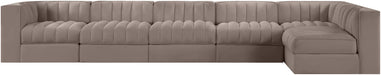 Meridian Furniture - Rummi Taupe Velvet Performance Fabric Upholstered 6pc. Sectional - 660Taupe-Sec6E - GreatFurnitureDeal