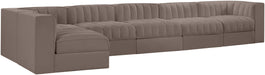 Meridian Furniture - Rummi Taupe Velvet Performance Fabric Upholstered 6pc. Sectional - 660Taupe-Sec6E - GreatFurnitureDeal