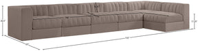 Meridian Furniture - Rummi Taupe Velvet Performance Fabric Upholstered 6pc. Sectional - 660Taupe-Sec6E - GreatFurnitureDeal