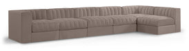 Meridian Furniture - Rummi Taupe Velvet Performance Fabric Upholstered 6pc. Sectional - 660Taupe-Sec6E - GreatFurnitureDeal