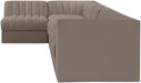 Meridian Furniture - Rummi Taupe Velvet Performance Fabric Upholstered 6pc. Sectional - 660Taupe-Sec6E - GreatFurnitureDeal