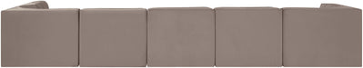 Meridian Furniture - Rummi Taupe Velvet Performance Fabric Upholstered 6pc. Sectional - 660Taupe-Sec6E - GreatFurnitureDeal
