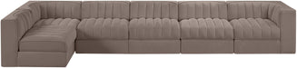 Meridian Furniture - Rummi Taupe Velvet Performance Fabric Upholstered 6pc. Sectional - 660Taupe-Sec6E - GreatFurnitureDeal