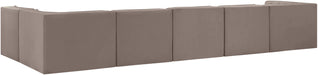 Meridian Furniture - Rummi Taupe Velvet Performance Fabric Upholstered 6pc. Sectional - 660Taupe-Sec6E - GreatFurnitureDeal