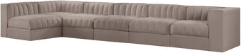 Meridian Furniture - Rummi Taupe Velvet Performance Fabric Upholstered 6pc. Sectional - 660Taupe-Sec6E - GreatFurnitureDeal
