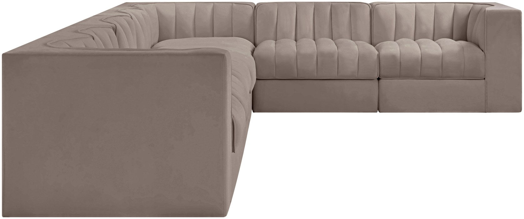 Meridian Furniture - Rummi Taupe Velvet Performance Fabric Upholstered 7pc. Sectional - 660Taupe-Sec7C - GreatFurnitureDeal