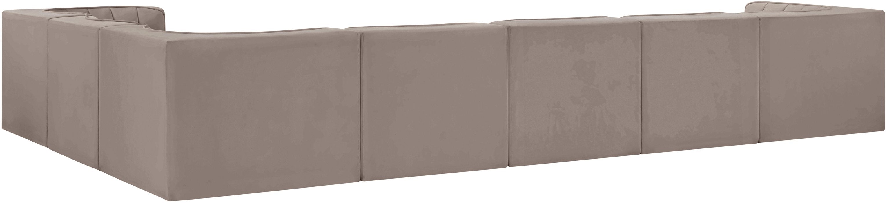 Meridian Furniture - Rummi Taupe Velvet Performance Fabric Upholstered 7pc. Sectional - 660Taupe-Sec7C - GreatFurnitureDeal