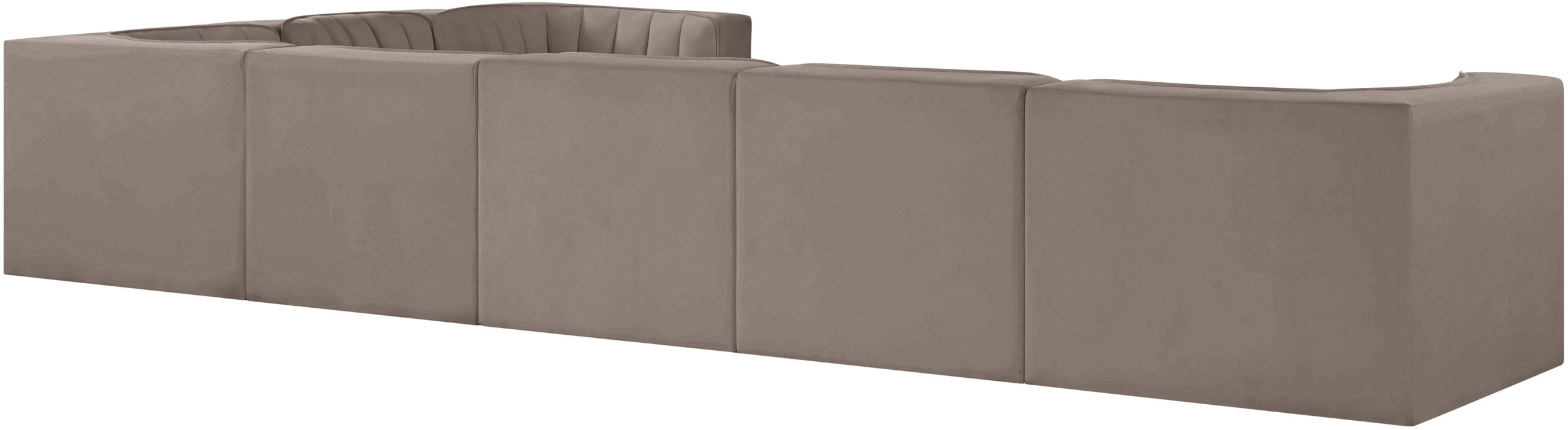 Meridian Furniture - Rummi Taupe Velvet Performance Fabric Upholstered 7pc. Sectional - 660Taupe-Sec7C - GreatFurnitureDeal
