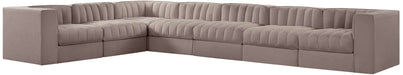 Meridian Furniture - Rummi Taupe Velvet Performance Fabric Upholstered 7pc. Sectional - 660Taupe-Sec7C - GreatFurnitureDeal