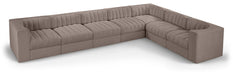 Meridian Furniture - Rummi Taupe Velvet Performance Fabric Upholstered 7pc. Sectional - 660Taupe-Sec7C - GreatFurnitureDeal