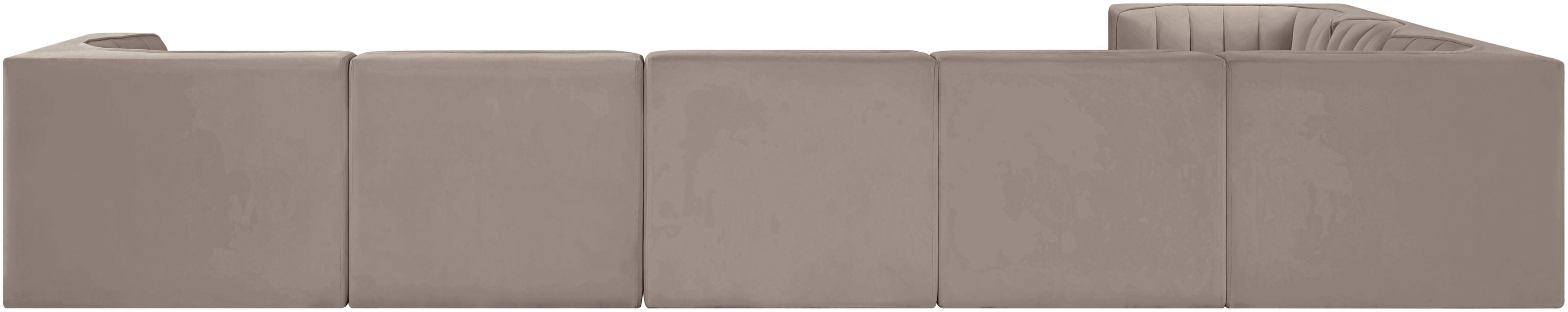 Meridian Furniture - Rummi Taupe Velvet Performance Fabric Upholstered 7pc. Sectional - 660Taupe-Sec7C - GreatFurnitureDeal