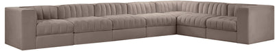 Meridian Furniture - Rummi Taupe Velvet Performance Fabric Upholstered 7pc. Sectional - 660Taupe-Sec7C - GreatFurnitureDeal