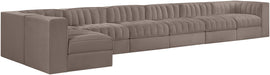 Meridian Furniture - Rummi Taupe Velvet Performance Fabric Upholstered 7pc. Sectional - 660Taupe-Sec7D - GreatFurnitureDeal