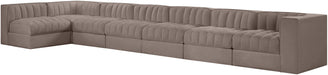 Meridian Furniture - Rummi Taupe Velvet Performance Fabric Upholstered 7pc. Sectional - 660Taupe-Sec7D - GreatFurnitureDeal