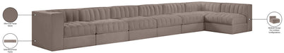 Meridian Furniture - Rummi Taupe Velvet Performance Fabric Upholstered 7pc. Sectional - 660Taupe-Sec7D - GreatFurnitureDeal