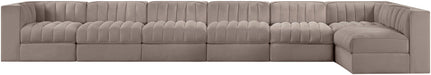 Meridian Furniture - Rummi Taupe Velvet Performance Fabric Upholstered 7pc. Sectional - 660Taupe-Sec7D - GreatFurnitureDeal