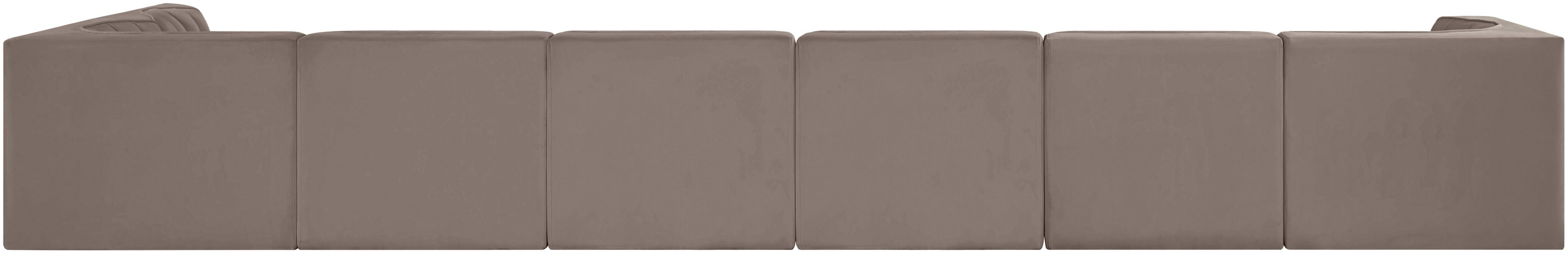 Meridian Furniture - Rummi Taupe Velvet Performance Fabric Upholstered 7pc. Sectional - 660Taupe-Sec7D - GreatFurnitureDeal