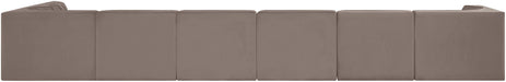 Meridian Furniture - Rummi Taupe Velvet Performance Fabric Upholstered 7pc. Sectional - 660Taupe-Sec7D - GreatFurnitureDeal