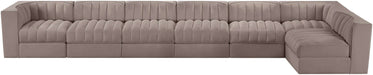 Meridian Furniture - Rummi Taupe Velvet Performance Fabric Upholstered 7pc. Sectional - 660Taupe-Sec7D - GreatFurnitureDeal