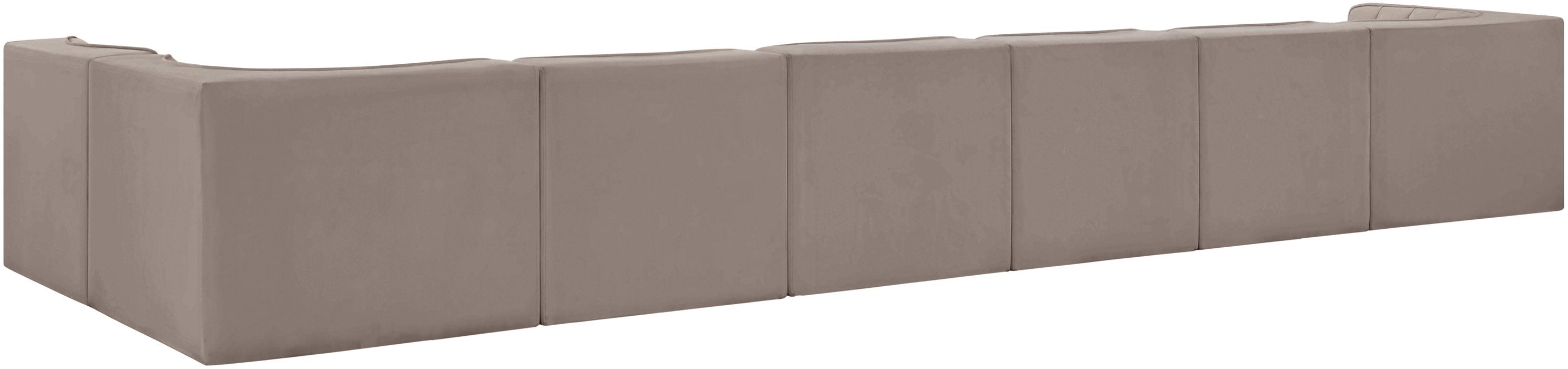 Meridian Furniture - Rummi Taupe Velvet Performance Fabric Upholstered 7pc. Sectional - 660Taupe-Sec7D - GreatFurnitureDeal