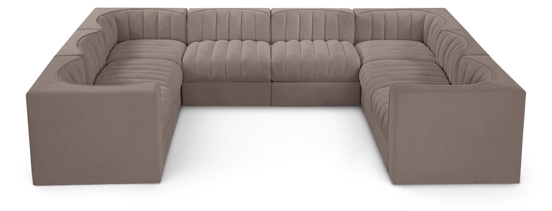 Meridian Furniture - Rummi Taupe Velvet Performance Fabric Upholstered Sectional - 660Taupe-Sec8E - GreatFurnitureDeal