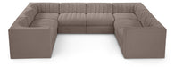 Meridian Furniture - Rummi Taupe Velvet Performance Fabric Upholstered Sectional - 660Taupe-Sec8E - GreatFurnitureDeal