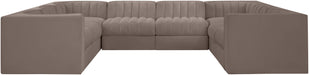 Meridian Furniture - Rummi Taupe Velvet Performance Fabric Upholstered Sectional - 660Taupe-Sec8E - GreatFurnitureDeal