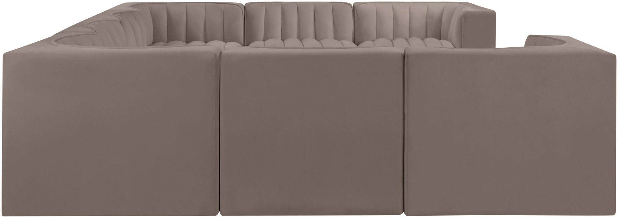 Meridian Furniture - Rummi Taupe Velvet Performance Fabric Upholstered Sectional - 660Taupe-Sec8E - GreatFurnitureDeal