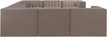 Meridian Furniture - Rummi Taupe Velvet Performance Fabric Upholstered Sectional - 660Taupe-Sec8E - GreatFurnitureDeal